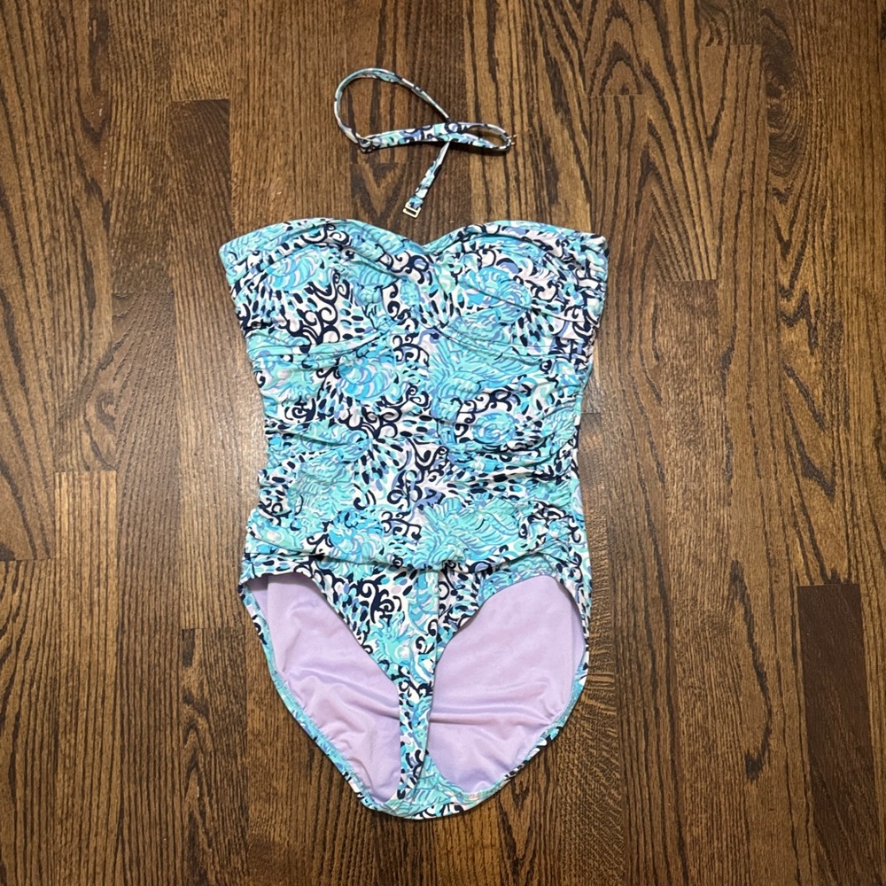 Lilly Pulitzer Blue and Purple Floral One Piece - Picture 4 of 4